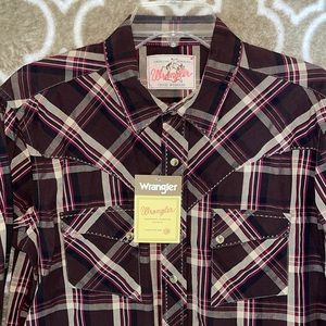 VINTAGE WRANGLER RETRO LONG SLEEVE SNAP POCKET WESTERN JEAN SHIRT SIZE MEDIUM